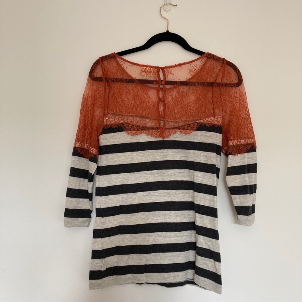 Anthropologie Deletta Lace and Lines Top Size S - Picture 2 of 9
